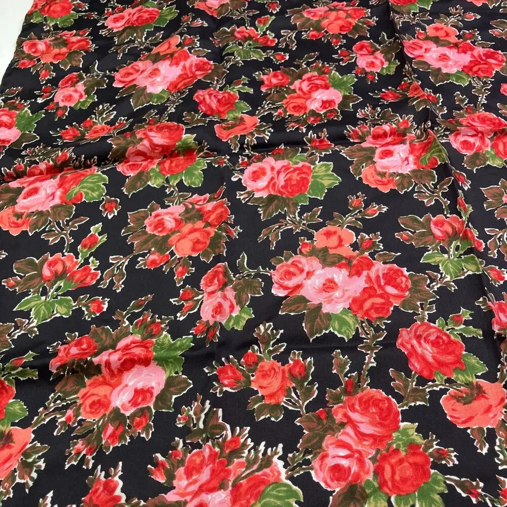 Vintage Rose Floral Pattern Scarf 26.75” Square
